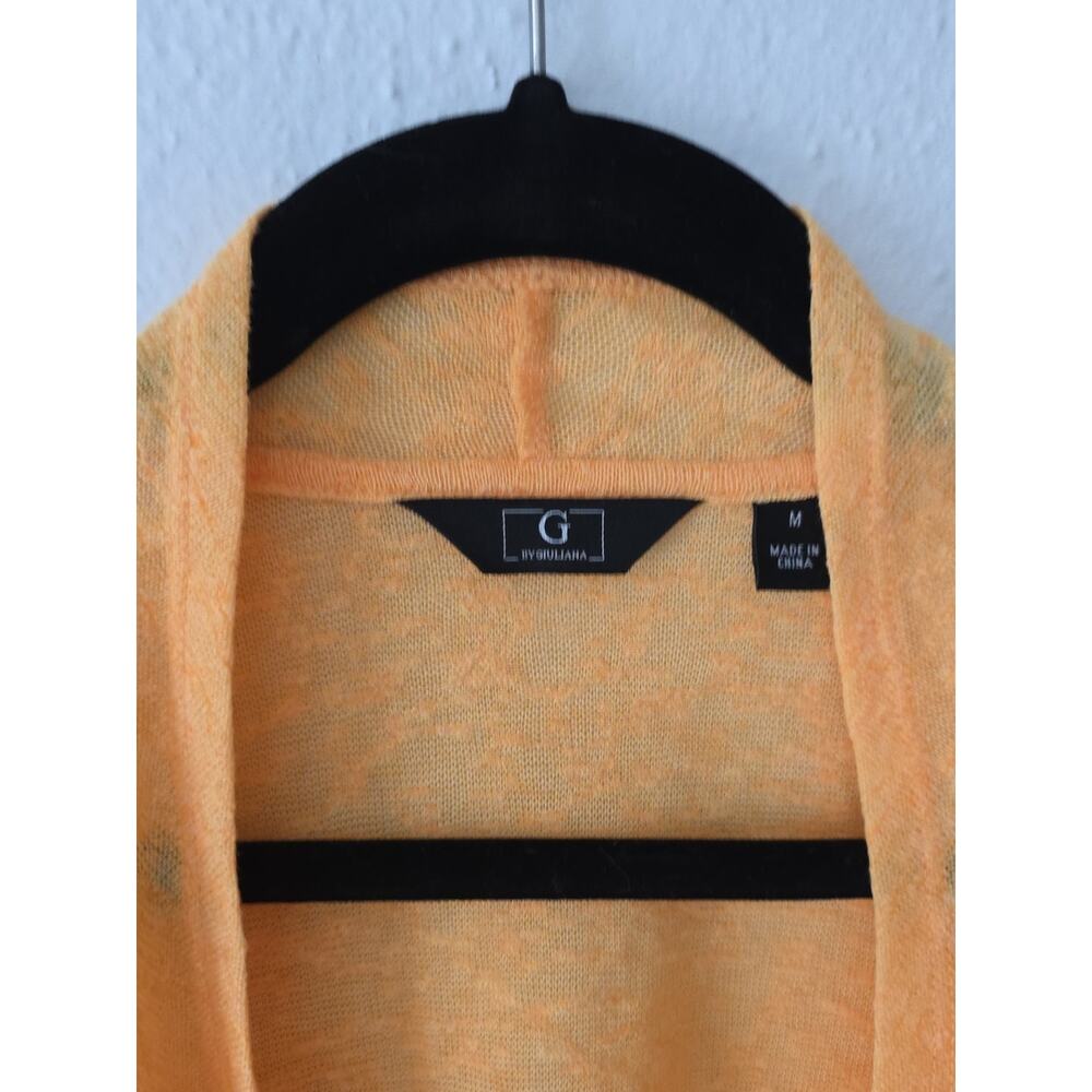 G By Giuliana Women's Sweater Yellow Orange Heathered Long Sleeve Open Front M - Picture 2 of 8